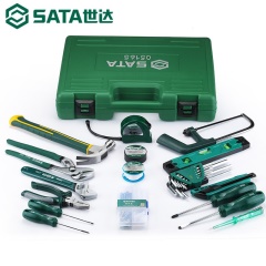 世达工具箱家用工具套装25件管道维修水平仪水管钳螺丝刀扳手卷尺综合组套05165 05165