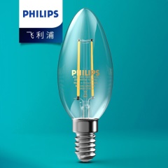 飞利浦LED灯泡E14 球泡蜡烛灯尖泡拉尾泡摇曳泡椒泡水晶灯吊灯光源透明复古节能灯 小螺口黄光