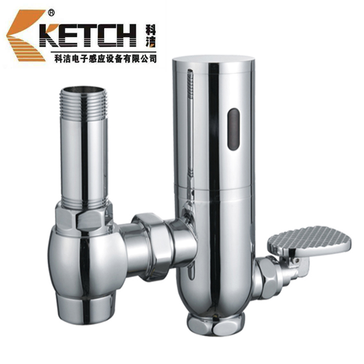 科洁厕所全自动感应冲水阀便器感应冲水器带脚按明装两用KT2003-5